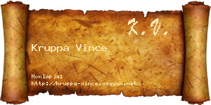 Kruppa Vince névjegykártya